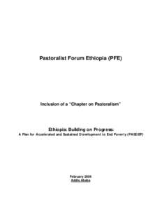 Inclusion of a 'Chapter on Pastoralism' in the final PRSP to be submitted to the World Bank by Federal Government of Ethiopia