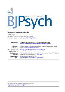 Seasonal affective disorder John M. Eagles The British Journal of Psychiatry[removed]: [removed]