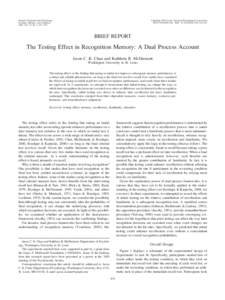 Journal of Experimental Psychology: Learning, Memory, and Cognition 2007, Vol. 33, No. 2, 431– 437 Copyright 2007 by the American Psychological Association[removed]/$12.00 DOI: [removed][removed]