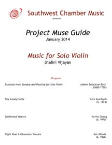 Southwest Chamber Music presents Project Muse Guide January 2014