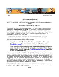 Route des Almadies - B.P. 49 Dakar – Tél. : [removed] #72 15 septembre[removed]DEMANDE DE COUVERTURE