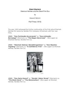 Silent Sherlock Sherlock Holmes and the Silent Film Era by Howard Ostrom  Part Three (1910)