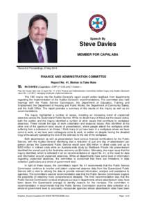 Speech By  Steve Davies MEMBER FOR CAPALABA  Record of Proceedings, 8 May 2014