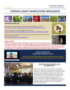 DecemberCENTRAL COAST AGRICULTURE HIGHLIGHTS San Luis Obispo and Santa Barbara Counties  ADVISOR ARTICLES