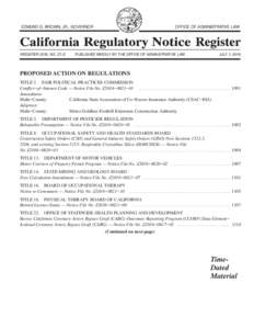 California Regulatory Notice Register 2016, Volume No. 27-Z