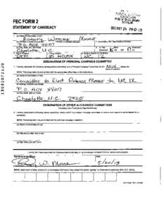 FEC FORM 2 STATEMENT OF CANDIDACY 2mm 2k piii2:i9  1. (a) Name of Candidate (in full)