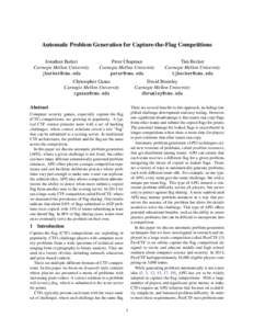 Automatic Problem Generation for Capture-the-Flag Competitions Jonathan Burket Carnegie Mellon University   Peter Chapman