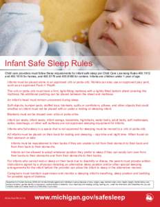 BCAL-Pub-780, Infant Safe Sleep Rules