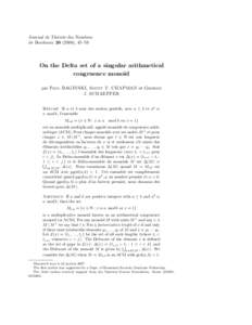 Journal de Th´eorie des Nombres de Bordeaux), 45–59 On the Delta set of a singular arithmetical congruence monoid par Paul BAGINSKI, Scott T. CHAPMAN et George