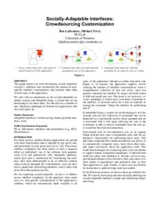 Socially-Adaptable Interfaces: Crowdsourcing Customization Ben Lafreniere, Michael Terry HCI Lab University of Waterloo {bjlafren,mterry}@cs.uwaterloo.ca