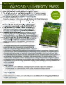 New from  OXFORD UNIVERSITY PRESS from the Long-Term Ecological Research Network Series
