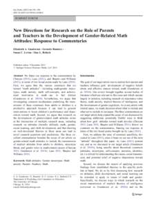 Sex Roles:191–196 DOIs11199FEMINIST FORUM  New Directions for Research on the Role of Parents