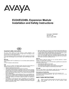 EU24/EU24BL Expansion Module Installation and Safety Instructions Comcode: [removed]-136 Issue 2, April 2005