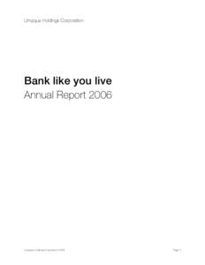 Umpqua Holdings Corporation  Bank like you live Annual ReportUmpqua Holdings Corporation 2006