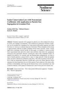 J Nonlinear Sci DOIs00332Scalar Conservation Laws with Nonconstant Coefficients with Application to Particle Size Segregation in Granular Flow