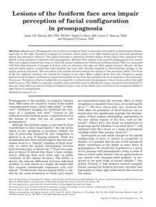 Lesions of the fusiform face area impair perception of facial configuration in prosopagnosia