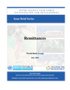 Issue Brief Series  Remittances World Bank Group July 2016
