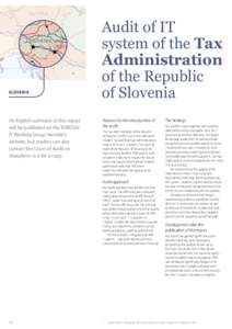 Auditing / Court of Audit of the Republic of Slovenia / Economy of Slovenia / Audit / Constitution of Slovenia / Information technology audit process / Slovenia / Government of Slovenia / Politics of Slovenia