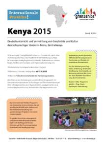 KenyaStand: Deutschunterricht und Vermittlung von Geschichte und Kultur deutschsprachiger Länder in Meru, Zentralkenya