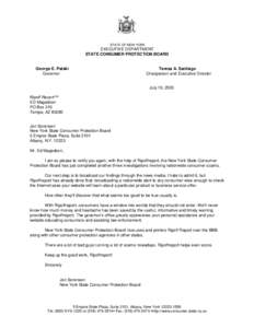 STATE OF NEW YORK  EXECUTIVE DEPARTMENT STATE CONSUMER PROTECTION BOARD  George E. Pataki
