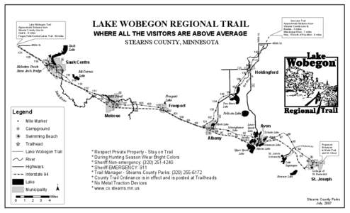 LAKE WOBEGON REGIONAL TRAIL  Lake Wobegon Trail Approximate Distance from Stearns County Line to: Osakis - 8 miles