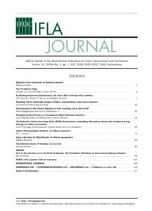 I F LA  IFLA JOURNAL  Official Journal of the International Federation of Library Associations and Institutions