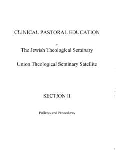 CLINICAL PASTORAL EDUCATION  AT The Jewish Theological Seminary