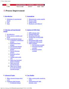 5. Process Improvement  5. Process Improvement 1. Introduction 1. Definition of experimental design