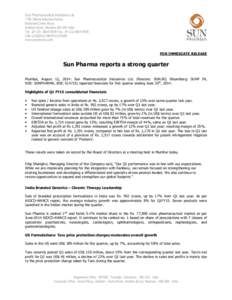 Press Release Sun Pharma Financials Q1FY15