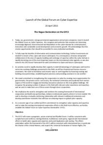 Microsoft Word - The Hague Declaration on the GFCE - Final
