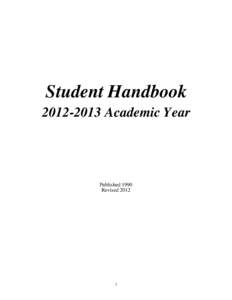 Student Handbook[removed]Academic Year Published 1990 Revised 2012