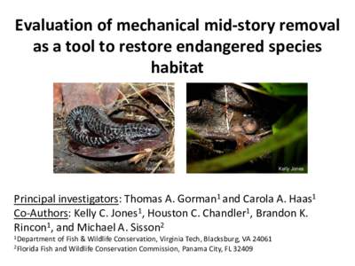 Evaluation of mechanical mid-story removal as a tool to restore endangered species habitat Kelly Jones