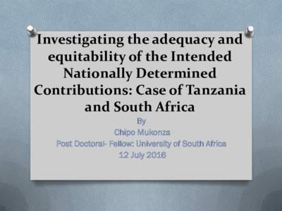 Investigating the adequacy and equitability of the Intended Nationally Determined Contributions: Case of Tanzania and South Africa By
