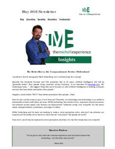 May 2016 Newsletter Blog Consulting  Speaking