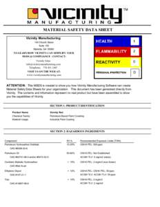 MATERIAL SAFETY DATA SHEET Vicinity ManufacturingChurch Street