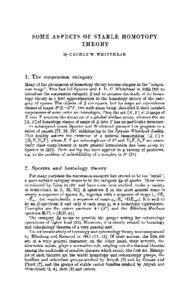 SOME ASPECTS OF STABLE HOMOTOPY THEORY By GEORGE W. W H I T E H E A D