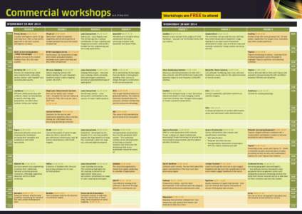 Commercial workshops  as at 27 May 2014 WEDNESDAY 28 MAY 2014