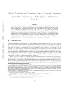 Hidden Translation and Translating Coset in Quantum Computing∗ Katalin Friedl† G´abor Ivanyos‡  Fr´ed´eric Magniez§