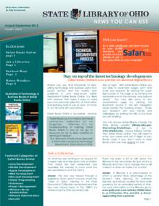 Library News & Information for State Government NEWS YOU CAN USE  August/September 2013