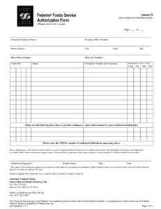 Fedwire Funds Service Authorization Form