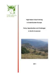 High Nature Value Farming in South-Eastern Europe: Policy Opportunities and Challenges in the EU Accession