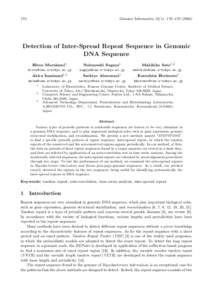 170  Genome Informatics 15(1): 170–Detection of Inter-Spread Repeat Sequence in Genomic DNA Sequence