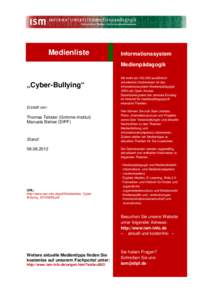 Medienliste  Informationssystem Medienpädagogik  „Cyber-Bullying“