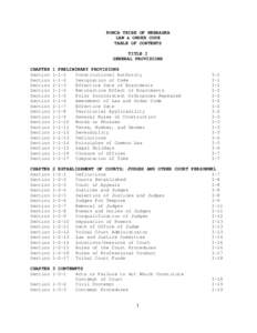 PONCA TRIBE OF NEBRASKA LAW & ORDER CODE TABLE OF CONTENTS TITLE I GENERAL PROVISIONS CHAPTER