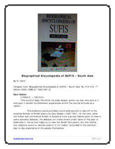 Biographical Encyclopedia of SUFIS – South Asia By N. Hanif [Snippet from ‘Biographical Encyclopedia of SUFIS – South Asia’ Pg[removed], 1st