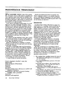 PALEONTOLOGIC TERMINOLOGY  F OR TAXONOMIC PAPERS, rules of the zoologic and botanic sciences with regard to priorities and