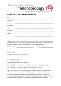 Application for Fellowship - FASM Title _____________________________________________________________________  First Name
