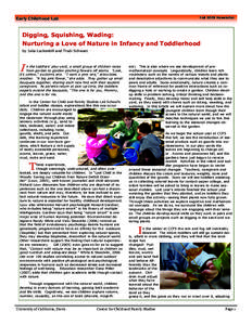 Fall 2009 Newsletter  Early Childhood Lab Digging, Squishing, Wading: Nurturing a Love of Nature in Infancy and Toddlerhood