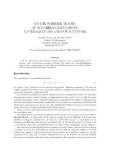 ON THE SCHREIER THEORY OF NONABELIAN EXTENSIONS: GENERALISATIONS AND COMPUTATIONS Ronald Brown and Timothy Porter School of Mathematics University of Wales, Bangor