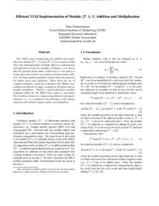14th IEEE Symposium on Computer Arithmetic (ARITH 14), Adelaide, Australia, AprilEfficient VLSI Implementation of Modulo 2n 
